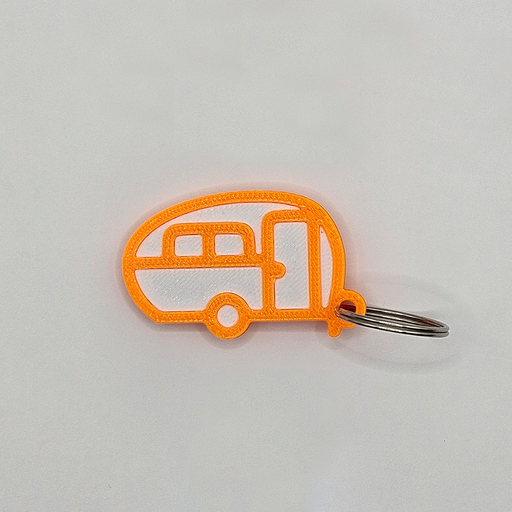 Caravan sleutelhanger (oranje/wit)