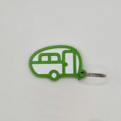 Caravan sleutelhanger (groen/wit)